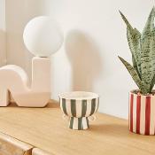 Bougies Parfumées Pot Céramique Émaillé Rayures Jaune / Vert / Bordeaux 