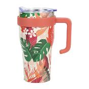 Mug de Transport Isotherme 600 ml Motif Floral Miami avec Anse