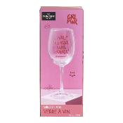 Verre à Vin – “Girl, Trinque, Bois, Souris” - 45 cl - Cadeau Fun