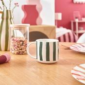 Mug avec Rayures en Céramique 30 Cl - Jaune / Vert / Bordeaux