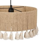 Suspension Ronde Corde Naturelle Pompons Beige Écru Charlotte Ø 35 cm 