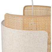 Suspension Cannage Bambou Lin Beige Ø 28,5 cm Design Métal