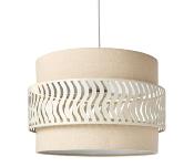 Suspension Métal Ondulé & Tissu Beige Naturel Ø34 cm H.24 cm 