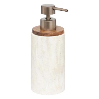 Distributeur à Savon Effet Travertin Beige & Marron en Résine – 19,3 cm