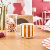 Mug avec Rayures en Céramique 30 Cl - Jaune / Vert / Bordeaux