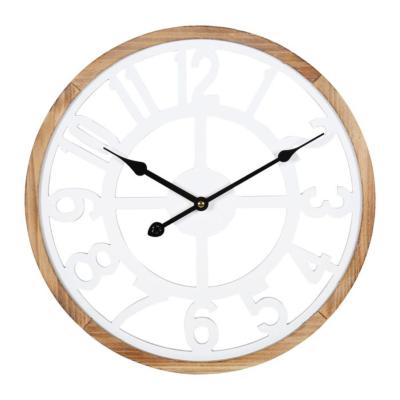 Horloge Bois Clair & Blanc Ajourée Ø 40 cm