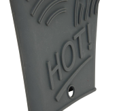 Gant de Cuisine en Silicone – Résistant à la chaleur – Inscription HOT! Noir / Rouge / Gris