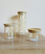 Pot Hermétique en Verre Borosilicate avec Motifs Feuilles Dorées H.11 x Ø 9,5 cm