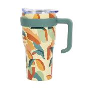 Mug de Transport Isotherme 600 ml Motif Floral Miami avec Anse