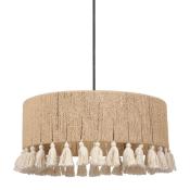 Suspension Ronde Corde Naturelle Pompons Beige Écru Charlotte Ø 35 cm 