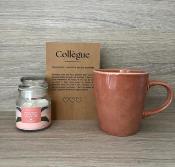 Coffret Cadeau Collègue - Plaid Tout Doux Mug Terracotta Bougie Parfumé Agrumes Carte Kraft