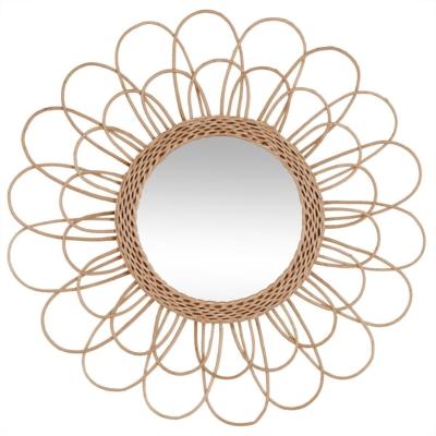 Miroir Fleur Rotin Naturel Tressé Ø 56 cm