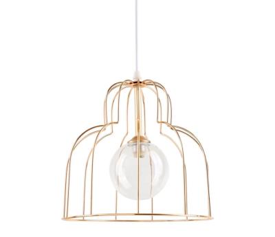 Suspension Métal Filaire Doré Reflets Rose Gold ALLOUETTE Boule Verre H.25 x Ø 25 cm 