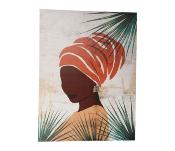 Toile Portrait Femme Créole Feuilles de Palmier 80 x 60 cm