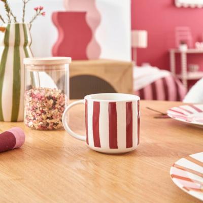 Mug avec Rayures en Céramique 30 Cl - Jaune / Vert / Bordeaux