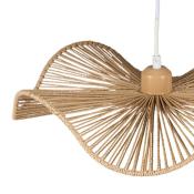 Suspension Corde Naturelle Ronde Ondulée Beige Ø 40 cm 