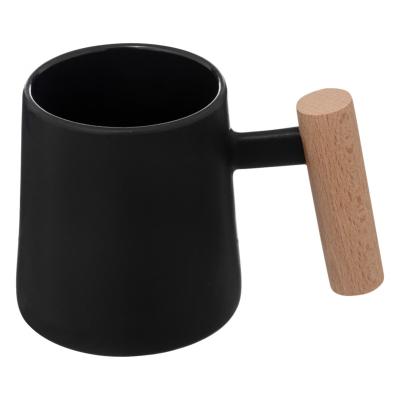 Mug Noir Mat Anse Bois Hêtre Design 37 cl 