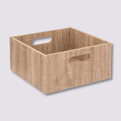 Boîte de Rangement Effet Bois Chêne Naturel – 31 x 31 x 15 cm 
