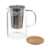 Théière Transparente Design 90 cl avec Filtre Inox et Couvercle Bambou