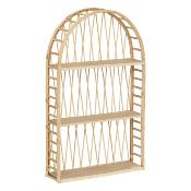  Étagère Murale Fenêtre Arrondie en Bambou Naturel – 3 Niveaux – Style Bohème Chic - H.75 cm