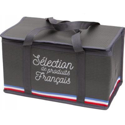 Sac Isotherme Sélection de Produits Français Gris Foncé Bande Bleu Blanc Rouge 36 x 20 x 20 cm 