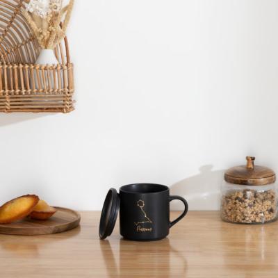 Mug Astro Noir & Doré Couvercle Céramique 45 cl  