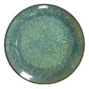 Assiette Plate en Céramique 27 cm – Design émaillé vert et bleu