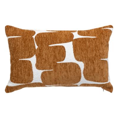 Housse de Coussin Rectangulaire Toute Douce aux Motifs Géométriques Marron & Blanc – 50 x 30 cm 