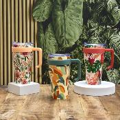 Mug de Transport Isotherme 600 ml Motif Floral Miami avec Anse
