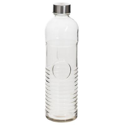 Bouteille Verre Transparent 1L avec Bouchon Inox Carafe à Eau