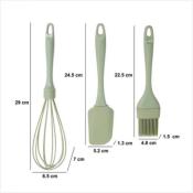 Lot de 3 Ustensiles de Pâtisserie – Fouet, Spatule & Pinceau - Couleurs Pastels (Vert, Rose, Beige)
