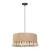 Suspension Ronde Corde Naturelle Pompons Beige Écru Charlotte Ø 35 cm 