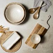 Planche à Découper en Bois de Manguier – Effet Nacré Beige H.58 x 19 cm🌿