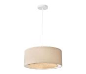 Suspension en Lin Beige & Cannage Bambou AMBRE Ø 35 X H.14 cm