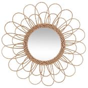 Miroir Fleur Rotin Naturel Tressé Ø 56 cm